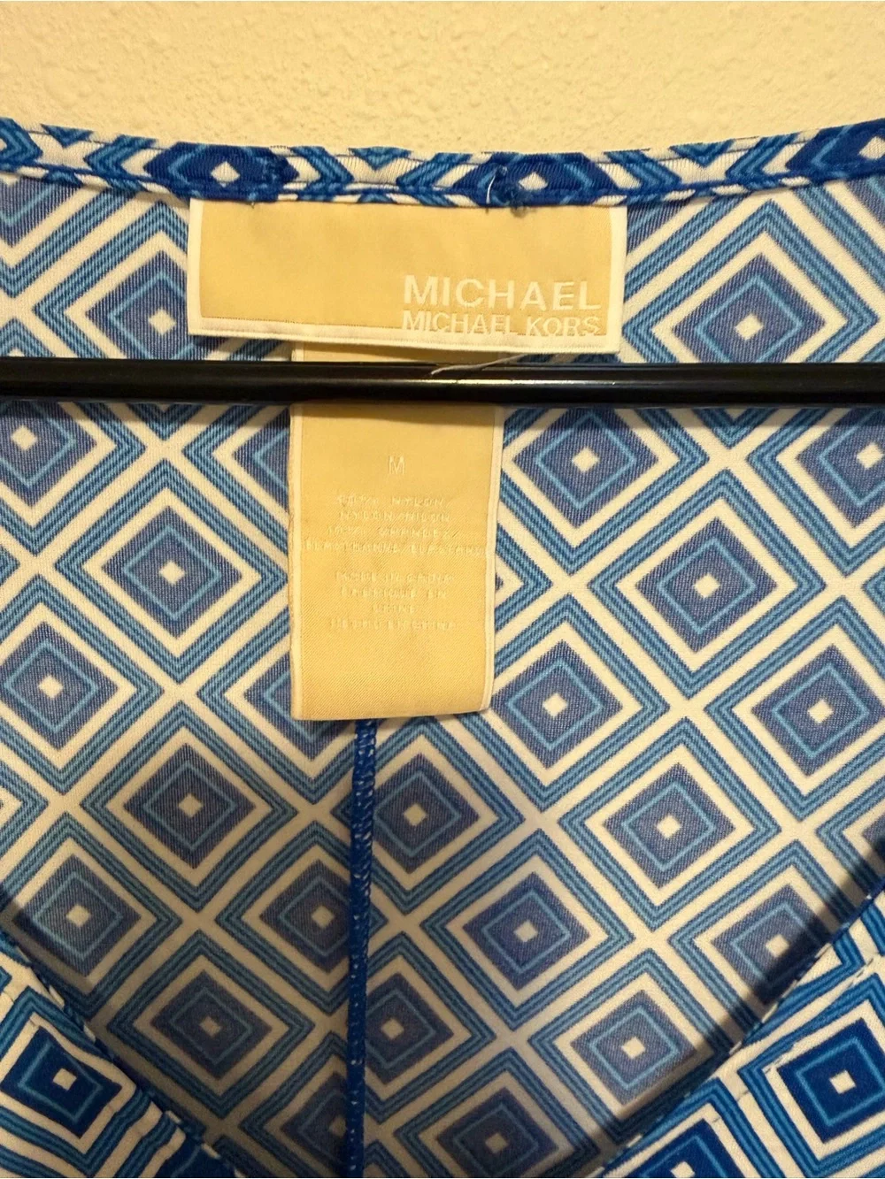 MICHAEL Michael Kors Blue Geometric Print Tunic Top Blouse Size M